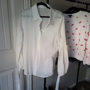 Womens white long sleeve *sheer*  button down.